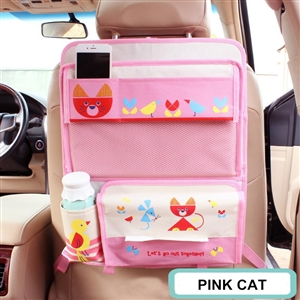 Cute Cat Multi-function Auto Seat Back Hanging Pocket Thermal Insulation Storage Bag - Pink