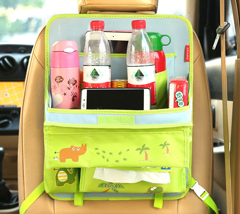 Cute Dinosaur Multi-function Auto Seat Back Hanging Pocket Thermal Insulation Storage Bag - Green