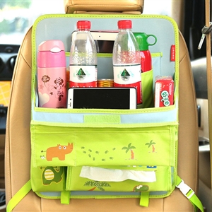 Cute Dinosaur Multi-function Auto Seat Back Hanging Pocket Thermal Insulation Storage Bag - Green