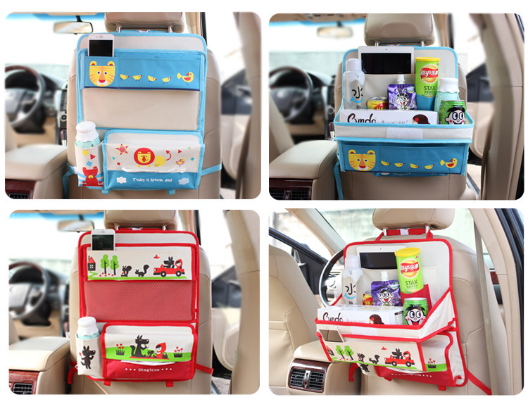 Red Hat Fold Multi-function Auto Seat Back Hanging Pocket Thermal Insulation Storage Bag for Kid - Red