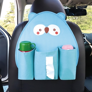 Cute Owl Multi-function Car Seat Back Hanging Pocket Thermal Insulation Storage Bag for Kid - Blue