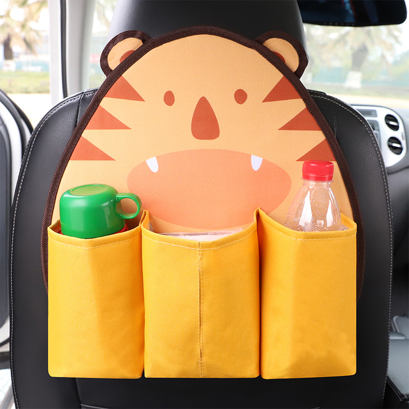 Cute Tiger Multi-function Car Seat Back Hanging Pocket Thermal Insulation Storage Bag for Kid - Orange