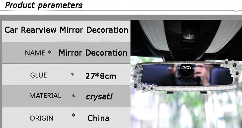 Daisy Gorgeous Bling Bling Diamonds Crystal Car Rearview Mirror Auto Brilliant Rearview Mirror - White