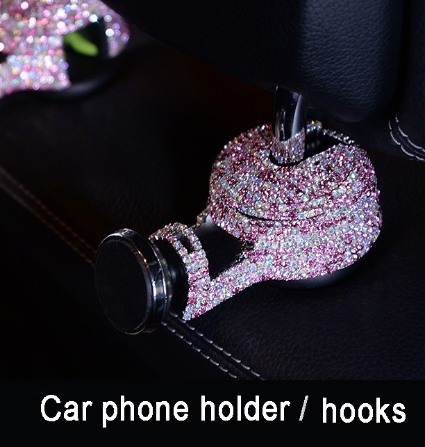 Diamond Crystal Car Phone Holder Magnetic Mobile Stand Magnet Support Cell GPS - Pink