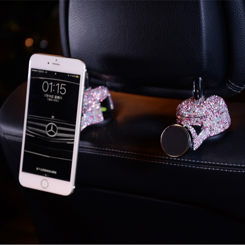 Diamond Crystal Car Phone Holder Magnetic Mobile Stand Magnet Support Cell GPS - Pink