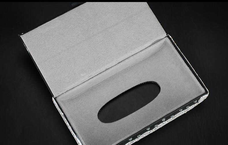 Elegant Beautiful Good Leather Automotive Tissue Paper Box Holder - Black