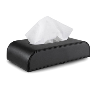 Elegant Beautiful Good Leather Automotive Tissue Paper Box Holder - Black