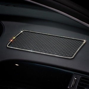 Elegant Bling Rhinestone Automobile Non-Slip Mat Silicone Auto Anti-Slip Pads - Black
