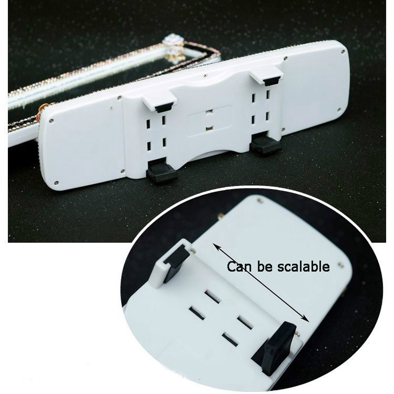 Elegant Gorgeous Bling Bling Diamonds Crystal Car Rearview Mirror Auto Brilliant Rearview Mirror - Pink