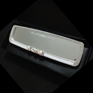 Elegant Gorgeous Bling Bling Diamonds Crystal Car Rearview Mirror Auto Brilliant Rearview Mirror - White