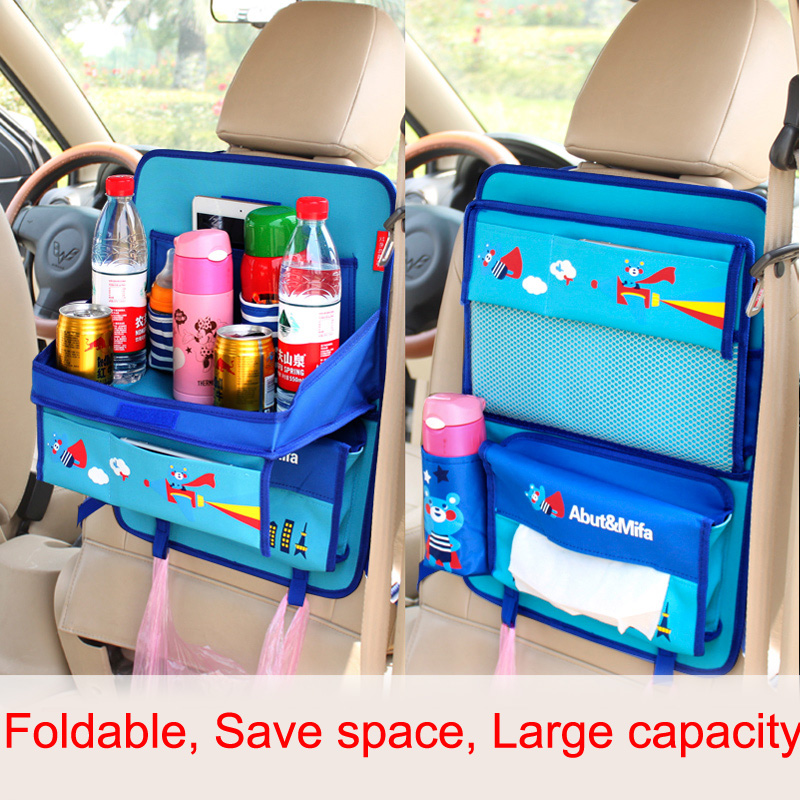 Fly Bear Multi-function Car Seat Back Hanging Pocket Thermal Insulation Storage Bag for Kid - Blue