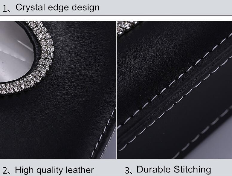 Great Bling Leather Car Tissue Paper Box Holder Case Seat Back Hanging Tissue Bag - Red