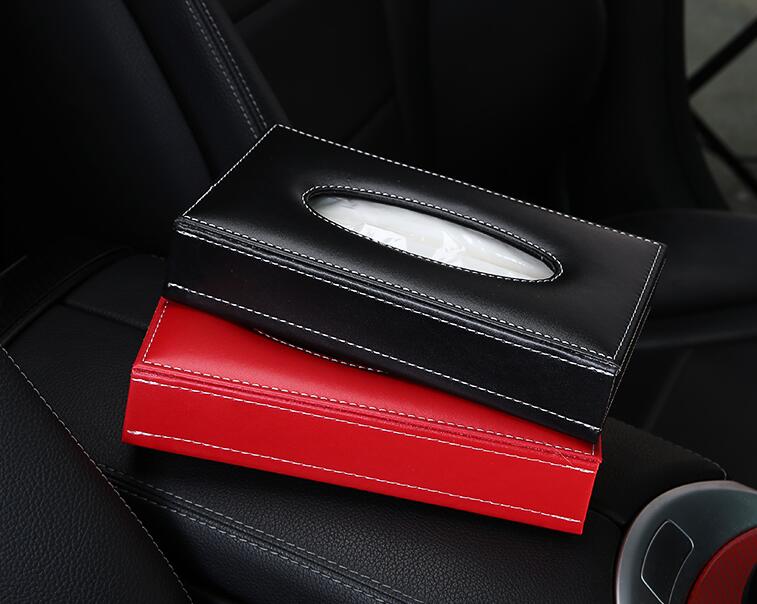 Great Elegant Leather Car Tissue Paper Box Holder Case Seat Back Hanging Tissue Bag - Black