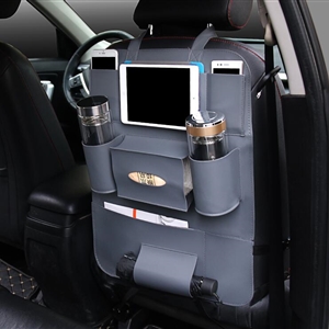 Leather Large Waterproof Felt Auto Seat Back Organizer Holder Pocket Hanger Storage Bag - Gray
