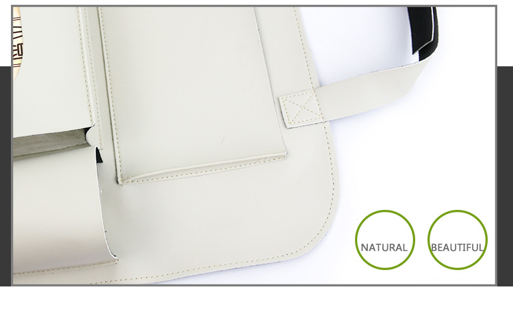 Leather Large Waterproof Felt Auto Seat Back Organizer Holder Pocket Hanger Storage Bag - White