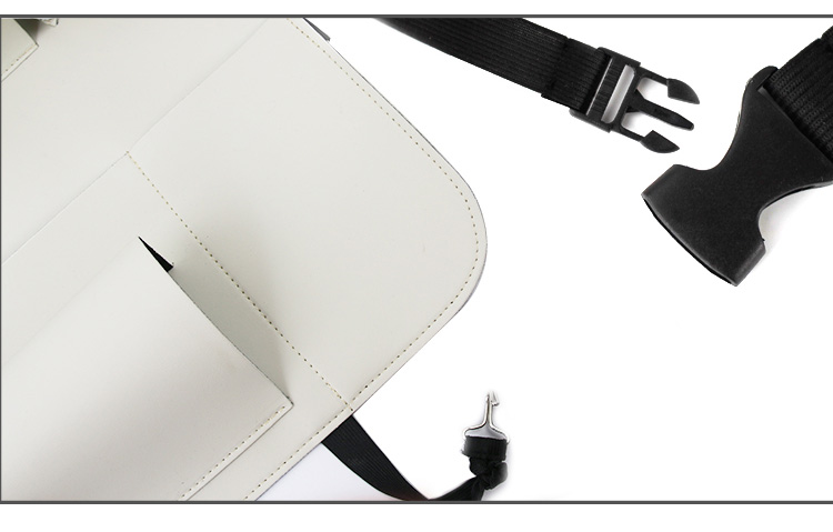 Leather Large Waterproof Felt Auto Seat Back Organizer Holder Pocket Hanger Storage Bag - White