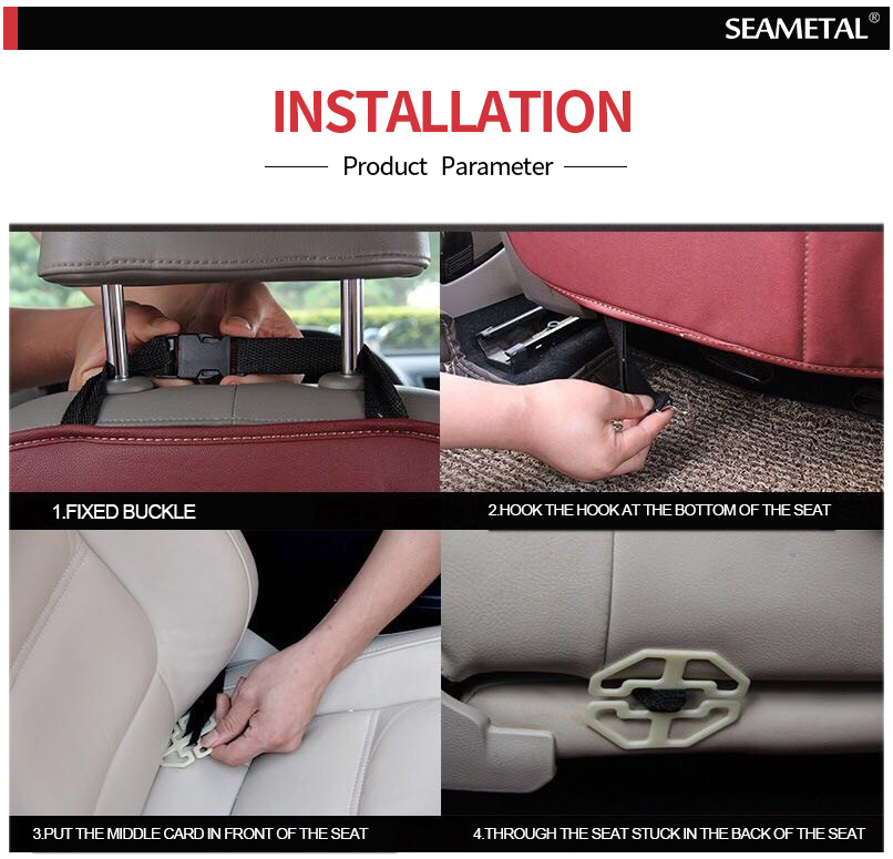 Leather Large Waterproof Felt Car Seat Back Organizer Holder Pocket Hanger Storage Bag - Black