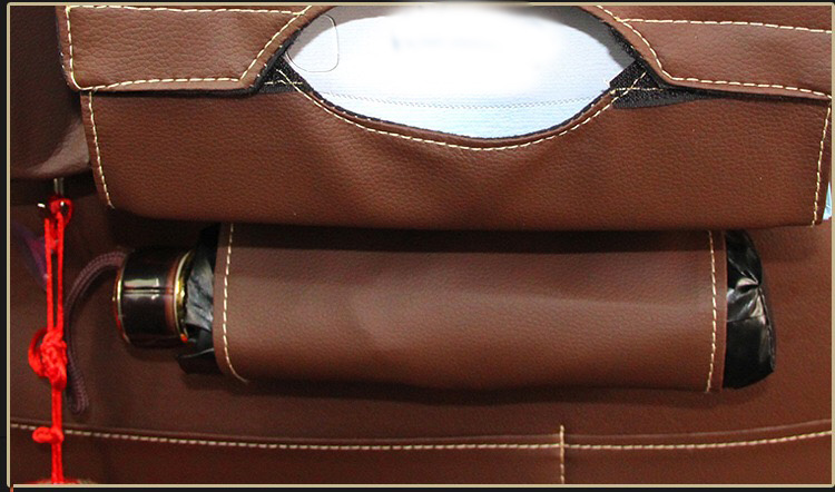 Leather Large Waterproof Felt Car Seat Back Organizer Holder Pocket Hanger Storage Bag - Brown