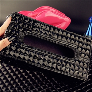 Luxury Creative Crystal Auto Tissue Paper Box Case Women Auto Interior Accessories - Black