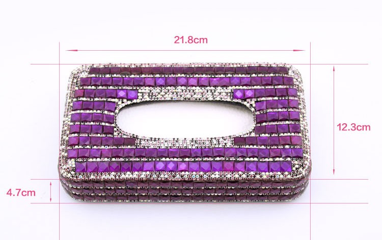 Luxury Creative Crystal Auto Tissue Paper Box Case Women Auto Interior Accessories - Purple