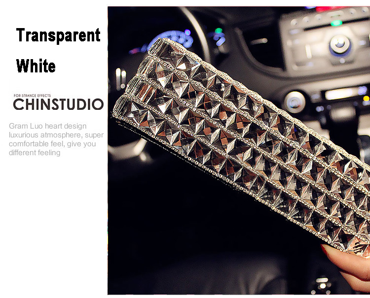 Luxury Creative Crystal Auto Tissue Paper Box Case Women Auto Interior Accessories - White