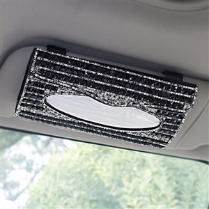 Luxury Creative Crystal Auto Tissue Paper Box Hanging Women Auto Interior Accessories - Black