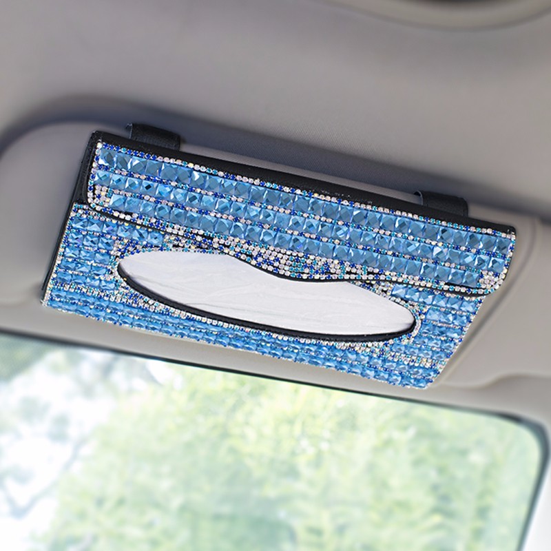 Luxury Creative Crystal Auto Tissue Paper Box Hanging Women Auto Interior Accessories - Green