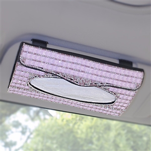 Luxury Creative Crystal Auto Tissue Paper Box Hanging Women Auto Interior Accessories - Pink
