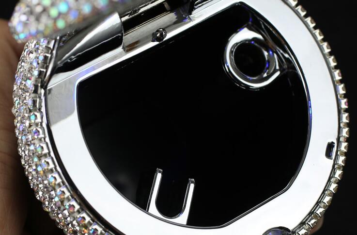Portable Car Ashtray with Led Light Crystal Bling Bling Car Ash Tray Storage Cup Holder for Girls Woman - Silver