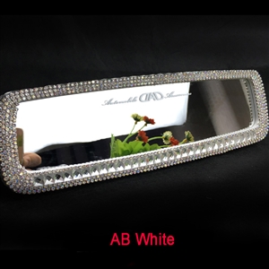 Pretty Gorgeous Bling Bling Diamonds Crystal Car Rearview Mirror Auto Brilliant Rearview Mirror - AB White