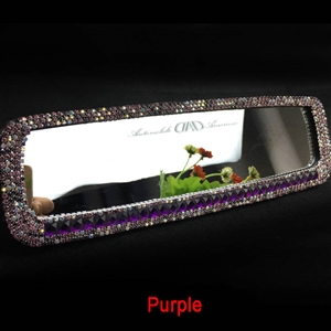 Pretty Gorgeous Bling Bling Diamonds Crystal Car Rearview Mirror Auto Brilliant Rearview Mirror - Purple
