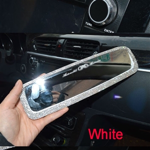 Pretty Gorgeous Bling Bling Diamonds Crystal Car Rearview Mirror Auto Brilliant Rearview Mirror - White