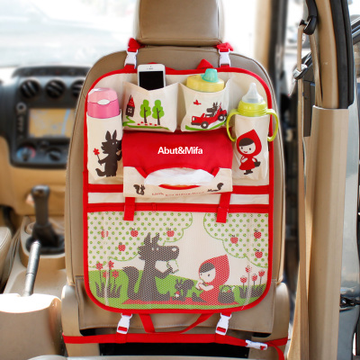 Red Hat Fold Multi-function Car Seat Back Hanging Pocket Thermal Insulation Storage Bag for Kid - Red