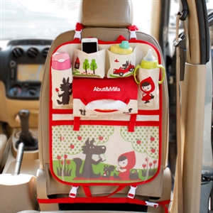 Red Hat Fold Multi-function Car Seat Back Hanging Pocket Thermal Insulation Storage Bag for Kid - Red