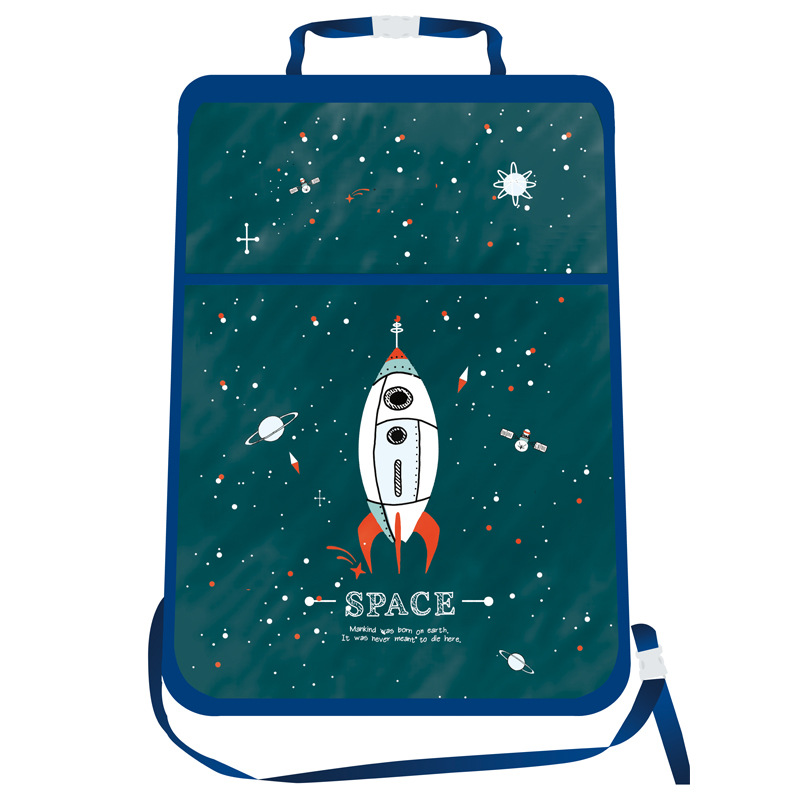 Rocket Waterproof Kids Car Anti-Kick Pad Seat Back Storage Bag Touchable Screen Organizer Protector - Green