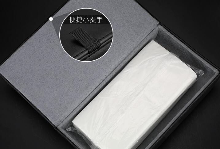 Rose Camellia Bling Leather Car Tissue Paper Box Holder Case Seat Back Good Tissue Bag - Black