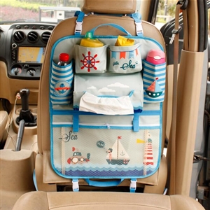Sailing Fold Multi-function Car Seat Back Hanging Pocket Thermal Insulation Storage Bag for Kid - Blue