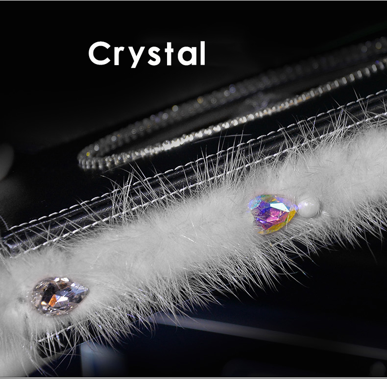 Top Grade Diamond Leather Car Tissue Paper Box Case White Plush Crystal For Office Home Decor - Black