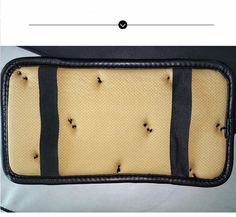 White Camellia Women Rhinestone Car Armrest Pad PU Leather Armrest Cushions 1pcs - Black