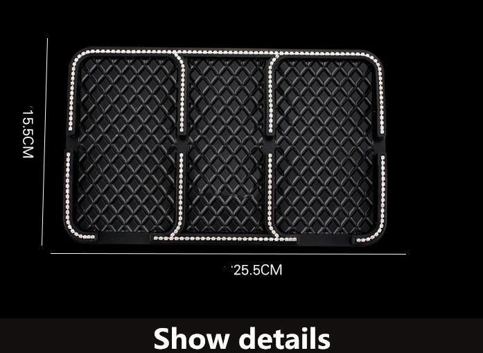 Women Bling Rhinestone Automobile Non-Slip Mat Silicone Auto Anti-Slip Pads - Black