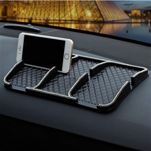 Women Bling Rhinestone Automobile Non-Slip Mat Silicone Auto Anti-Slip Pads - Black