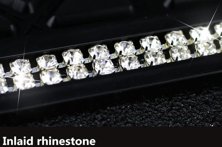 Women Daisy Rhinestone Automobile Non-Slip Mat Silicone Auto Anti-Slip Pads - Black