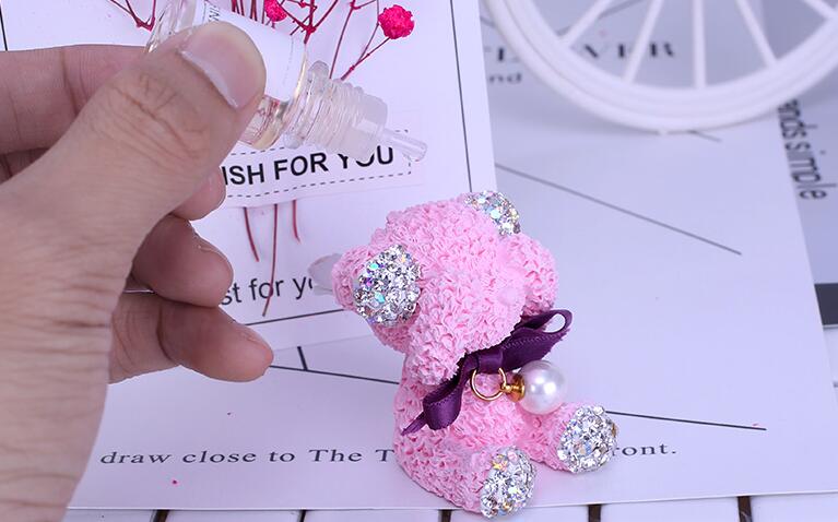 Abs Bear Beautiful Gorgeous Diamonds 1pcs Car Air-Purify Clip Auto Air Out Perfume Clip - White