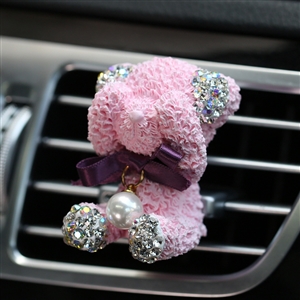 Abs Bear Beautiful Gorgeous Diamonds 1pcs Car Air-Purify Clip Auto Air Out Perfume Clip - Pink