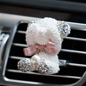 Abs Bear Beautiful Gorgeous Diamonds 1pcs Car Air-Purify Clip Auto Air Out Perfume Clip - White