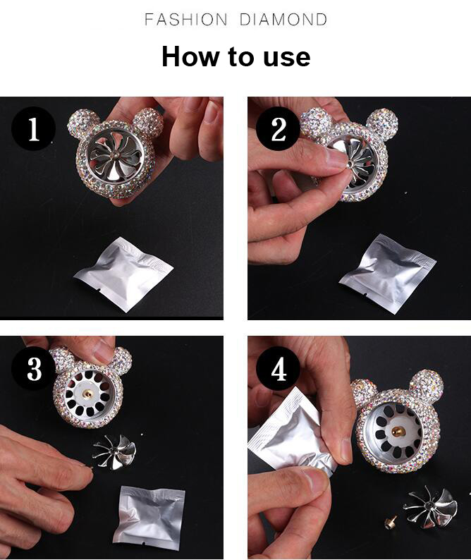 Abs Crystal Bling Bling 1pcs Car Air-Purify Clip Auto Air Out Perfume Clip - Red