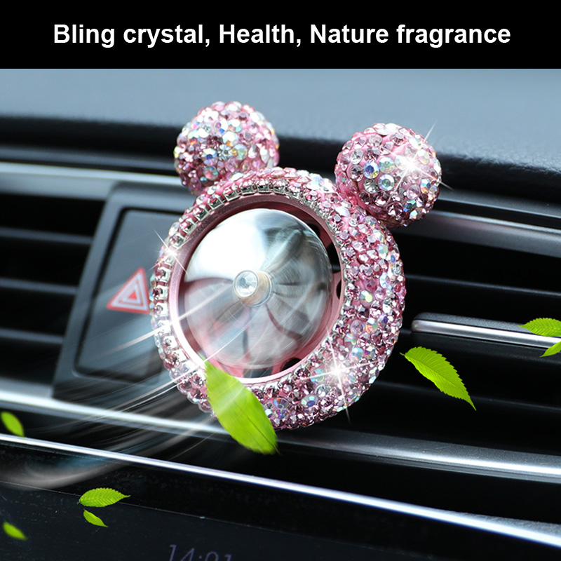 Abs Crystal Bling Bling 1pcs Car Air-Purify Clip Auto Air Out Perfume Clip - Pink