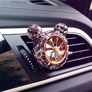 Abs Crystal Bling Bling 1pcs Car Air-Purify Clip Auto Air Out Perfume Clip - Purple