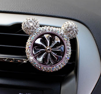Abs Crystal Bling Bling 1pcs Car Air-Purify Clip Auto Air Out Perfume Clip - White