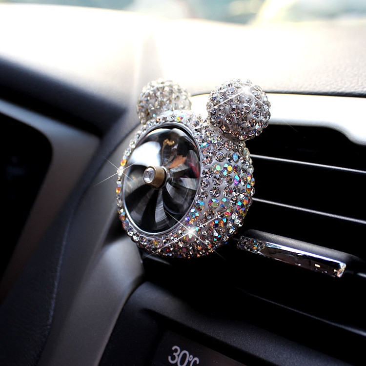 Abs Crystal Bling Bling 1pcs Car Air-Purify Clip Auto Air Out Perfume Clip - White